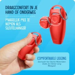 VEDIC® - Luxe Clicker Met Fluit - Clickertraining - Rood - Bevestigingsring - Fluit - Hondentraining -Honden Huis Winkel 1200x1200 734