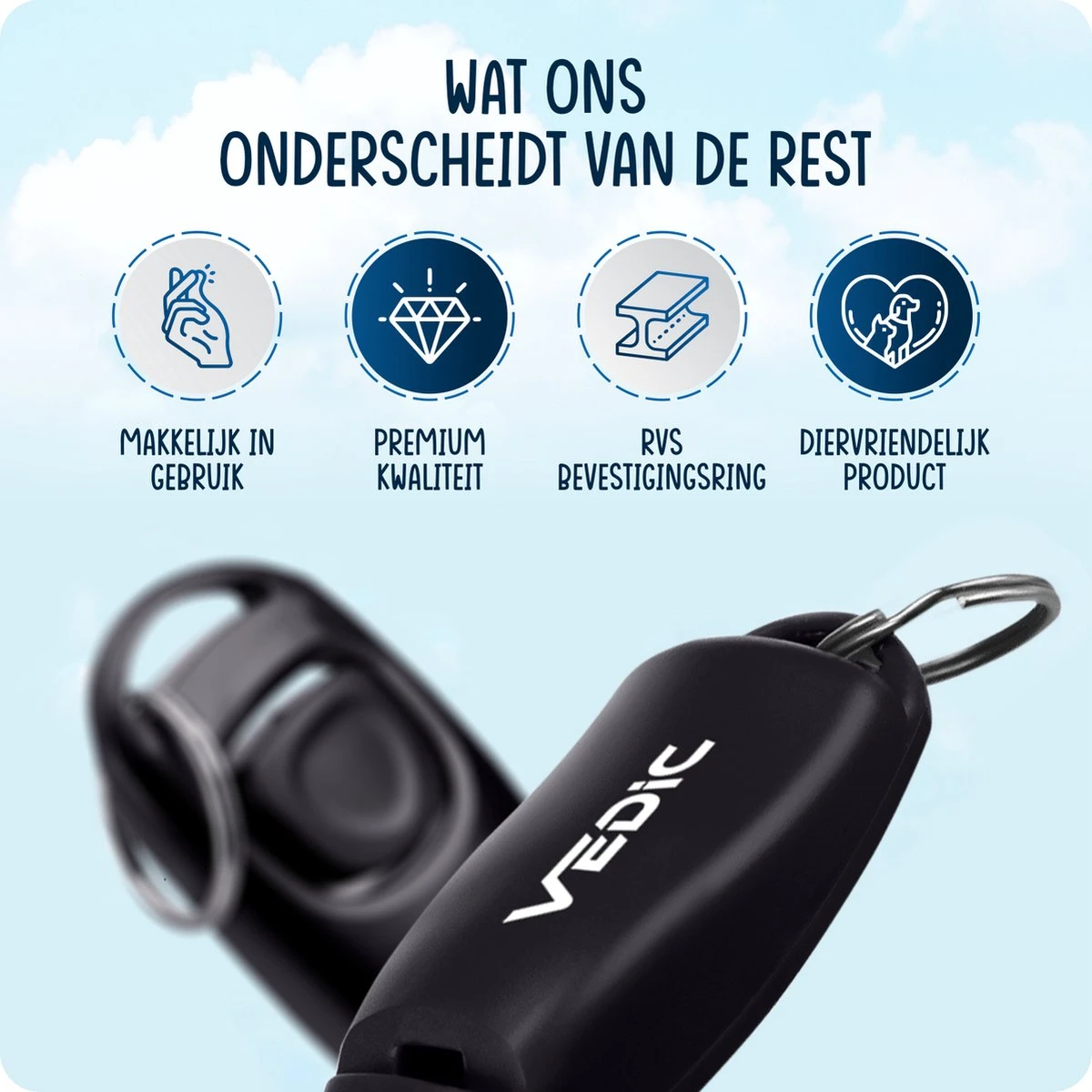 VEDIC® - Luxe Clicker Met Fluit - Clickertraining Voor Honden - Zwart - Bevestigingsring - Fluit - Hondentraining 3 VEDIC® - Luxe Clicker Met Fluit - Clickertraining Voor Honden - Zwart - Bevestigingsring - Fluit - Hondentraining - Afbeelding 3