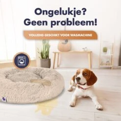 Pet Perfect Donut Hondenmand - 80cm - Fluffy Hondenkussen - Hondenbed - Créme/Bruin -Honden Huis Winkel 1200x1200 871
