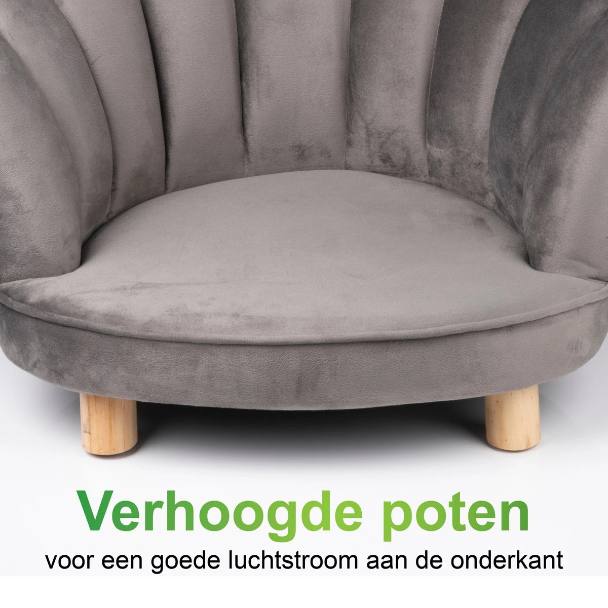 Maxxpro Katten- En Hondenstoel - Grijs - Verhoogd Met Houten Poten - Fluweel Materiaal - 61.5 X 52 X 33 CM - Huisdieren Tot 80 KG 4 Maxxpro Katten- En Hondenstoel - Grijs - Verhoogd Met Houten Poten - Fluweel Materiaal - 61.5 X 52 X 33 CM - Huisdieren Tot 80 KG - Afbeelding 4