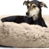 Pet Perfect Donut Hondenmand - 80cm - Fluffy Hondenkussen - Hondenbed - Créme/Bruin