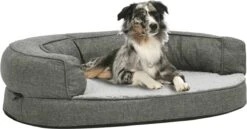 VidaXL Hondenbed Ergonomisch Linnen-look 75x53 Cm Fleece Grijs -Honden Huis Winkel 1200x625 2