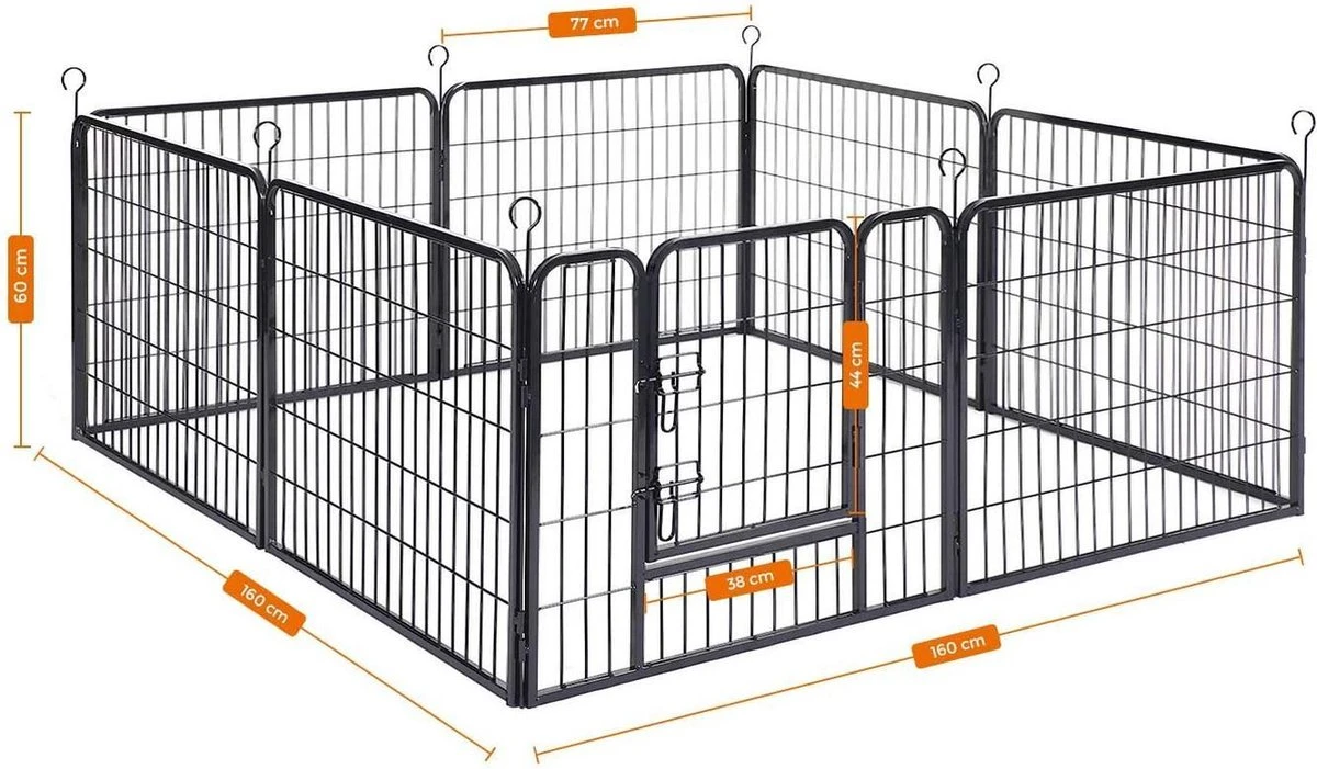 Hoppa! Hondenhekje - Puppyren - 160x160 Cm - 8 Delen Van 80 X 60 Cm - Vierkant, Rechthoek Of Achthoek Naar Keuze - Zwart 4 Hoppa! Hondenhekje - Puppyren - 160x160 Cm - 8 Delen Van 80 X 60 Cm - Vierkant, Rechthoek Of Achthoek Naar Keuze - Zwart - Afbeelding 4
