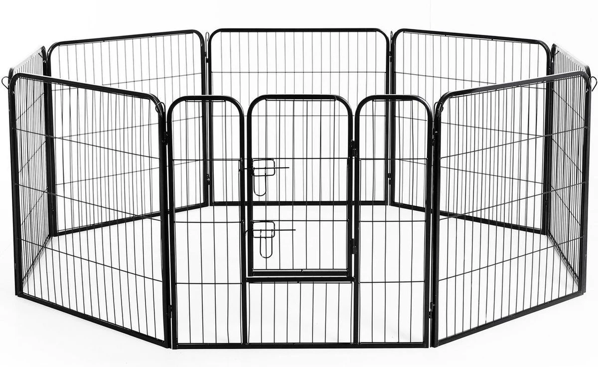 Merkloos Hondenren - Puppyren - Hondenkennel - 8 Kennelpanelen - Staal - 80 Cm Hoog - 640 Cm Omtrek - Uitbreidbaar 3 Merkloos Hondenren - Puppyren - Hondenkennel - 8 Kennelpanelen - Staal - 80 Cm Hoog - 640 Cm Omtrek - Uitbreidbaar - Afbeelding 3