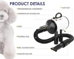 Forgoods Professionele Hondenfohn - Waterblazer Voor Honden - Hondenfohn Met 4 Opzetstukken - 2800W Verstelbaar Vermogen - Roze -Honden Huis Winkel 1200x954