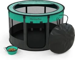 Meisterpets Opvouwbare Puppyren Rond - Extra Stevig - (Ø X H) 75 X 43 Cm - Incl. Gratis Drinkbak!