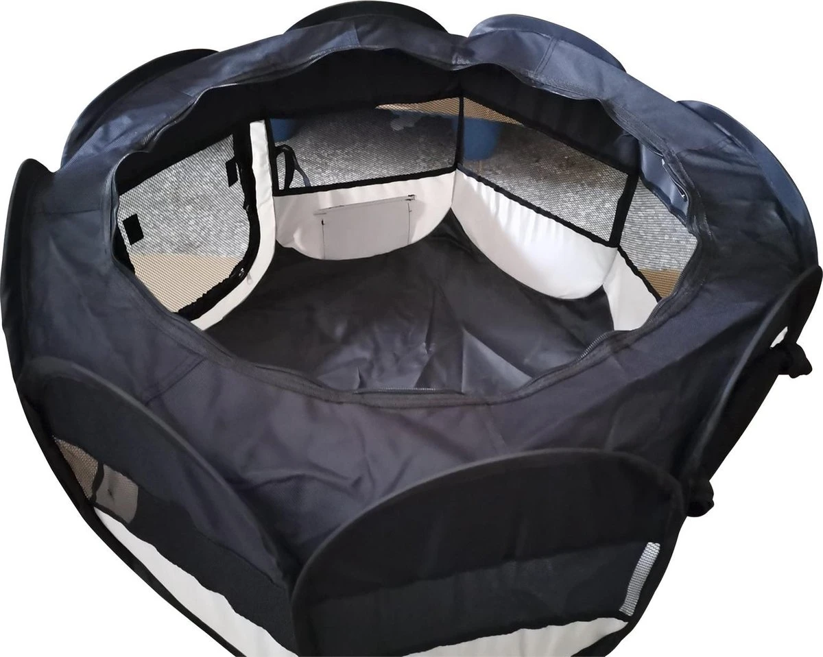 Dailyibed Opvouwbare Puppyren - Zwart - 115x115x58 Cm - Incl. Draagtas - Incl. Voederbak 4 Dailyibed Opvouwbare Puppyren - Zwart - 115x115x58 Cm - Incl. Draagtas - Incl. Voederbak - Afbeelding 4