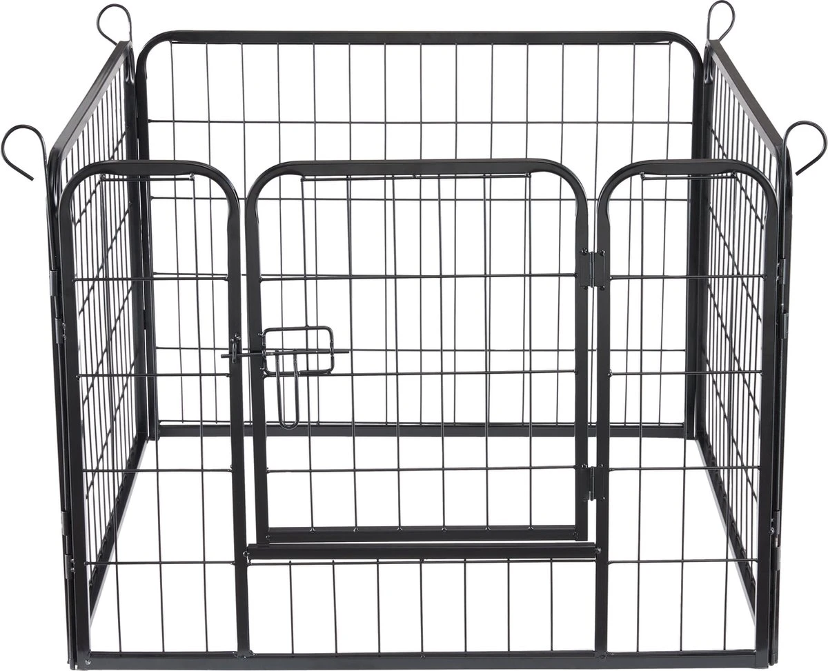 ACAZA Hondenren In 4 Panelen - Hondenkennel - Met Deur - 60 Cm Hoog - Zwart 8 ACAZA Hondenren In 4 Panelen - Hondenkennel - Met Deur - 60 Cm Hoog - Zwart - Afbeelding 8