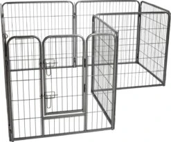 Merkloos Premium Puppyren - 80 Cm Hoog - 640 Cm Omtrek - Hondenren - Hondenhok - Grijs Hamerslag -Honden Huis Winkel 1200x994