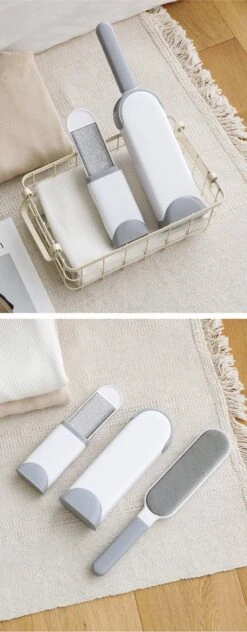 IGOODS - Pet Hair Remover - Hond & Kat Roller Brush - Dubbelzijdig Bont Ontharingsgereedschap Met Zelfreinigende Basis - Reismaatborstel - Voor Kleding - Bank - Tapijt - Autostoel GRIJS -Honden Huis Winkel 469x1200