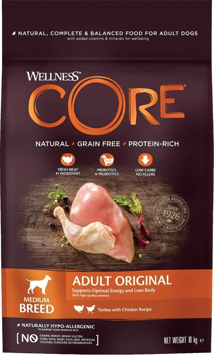 Wellness Core Grain Free Dog Original Kalkoen & Kip - Hondenvoer - 10 Kg 1 Wellness Core Grain Free Dog Original Kalkoen & Kip - Hondenvoer - 10 Kg