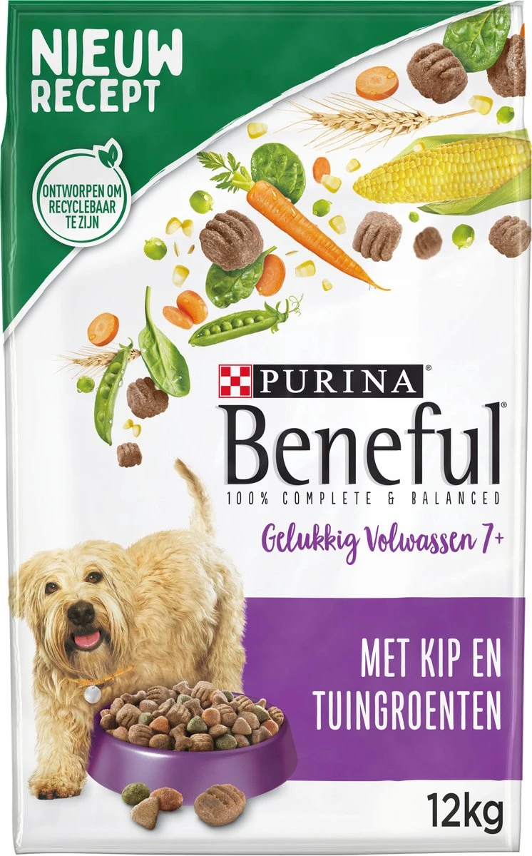 Beneful Gelukkig Volwassen - Hondenvoer Senior 7+ Met Kip En Tuingroenten - 12kg 1 Beneful Gelukkig Volwassen - Hondenvoer Senior 7+ Met Kip En Tuingroenten - 12kg
