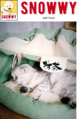 SNOWWY - Kattentunnel Met Kattenmand In één - Origineel En Uniek Design - Kattenhuis - Kattenhuis - Kat Kussen - Kattenbed - Matcha Groen -Honden Huis Winkel 775x1200 7