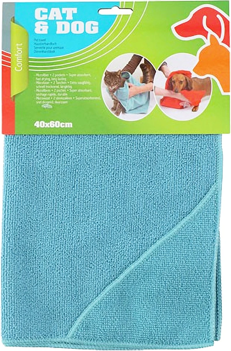 Dierenhanddoek Microvezel - Honden En Katten - Incl. Handvatten - 40x60 Cm - Lichtblauw 1 Dierenhanddoek Microvezel - Honden En Katten - Incl. Handvatten - 40x60 Cm - Lichtblauw