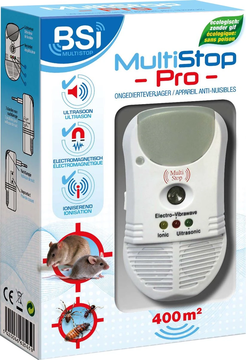 BSI - Multistop Pro - Ongedierteverjager Met 3-voudige Werking: Ultrasoon + Elektromagnetisch + Ioniserend - Ongediertebestrijding - Onhoorbaar Voor Mens - Bereik Tot 300 M² 7 BSI - Multistop Pro - Ongedierteverjager Met 3-voudige Werking: Ultrasoon + Elektromagnetisch + Ioniserend - Ongediertebestrijding - Onhoorbaar Voor Mens - Bereik Tot 300 M² - Afbeelding 7