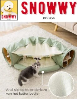 SNOWWY - Kattentunnel Met Kattenmand In één - Origineel En Uniek Design - Kattenhuis - Kattenhuis - Kat Kussen - Kattenbed - Matcha Groen -Honden Huis Winkel 932x1200