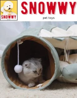 SNOWWY - Kattentunnel Met Kattenmand In één - Origineel En Uniek Design - Kattenhuis - Kattenhuis - Kat Kussen - Kattenbed - Matcha Groen -Honden Huis Winkel 947x1200