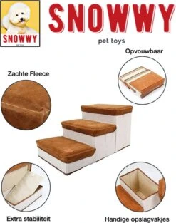 SNOWWY - Hondentrap Met Opslagruimte - Honden Loopplank Met Handige Opslagvakje - Hondenloopplanken - Inklapbaar - Huisdier Opstap - Hondentrapje - Bruin -Honden Huis Winkel 948x1200 6