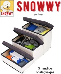 SNOWWY - Hondentrap Met Opslagruimte - Honden Loopplank Met Handige Opslagvakje - Hondenloopplanken - Inklapbaar - Huisdier Opstap - Hondentrapje - Grijs -Honden Huis Winkel 999x1200 14